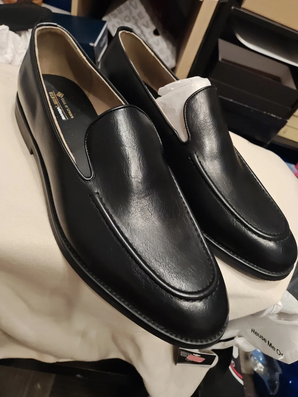 Call It Spring Black Leather Slip-On Men’s Loafers 13